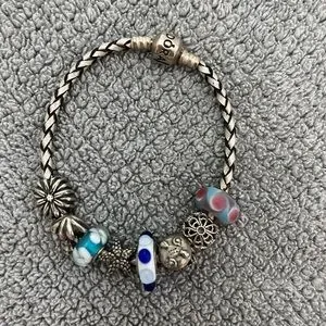 Pandora Honeysuckle Pink Leather Bracelet – marthnickbeads Pandora  Leather Bracelet with Blue and Pink Accents . display picture 1